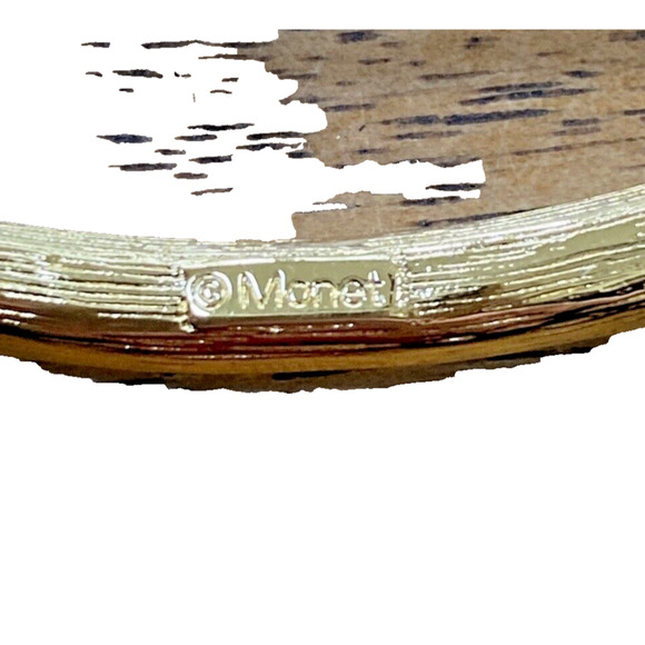 Vintage Monet Blue & White Rhinestones Brooch Unique Oval Pin Edwardian Look - Picture 4 of 6